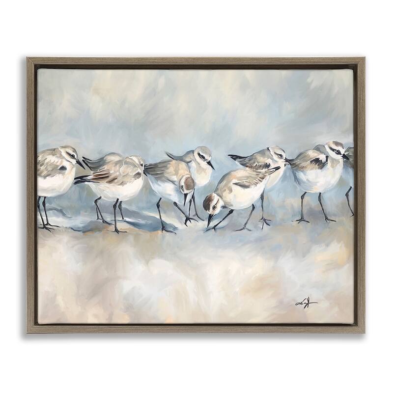 Stupell Sandpiper Birds Mirage Framed Floater Canvas Wall Art Design By Ramona Murdock - 31 x 25 - Brown