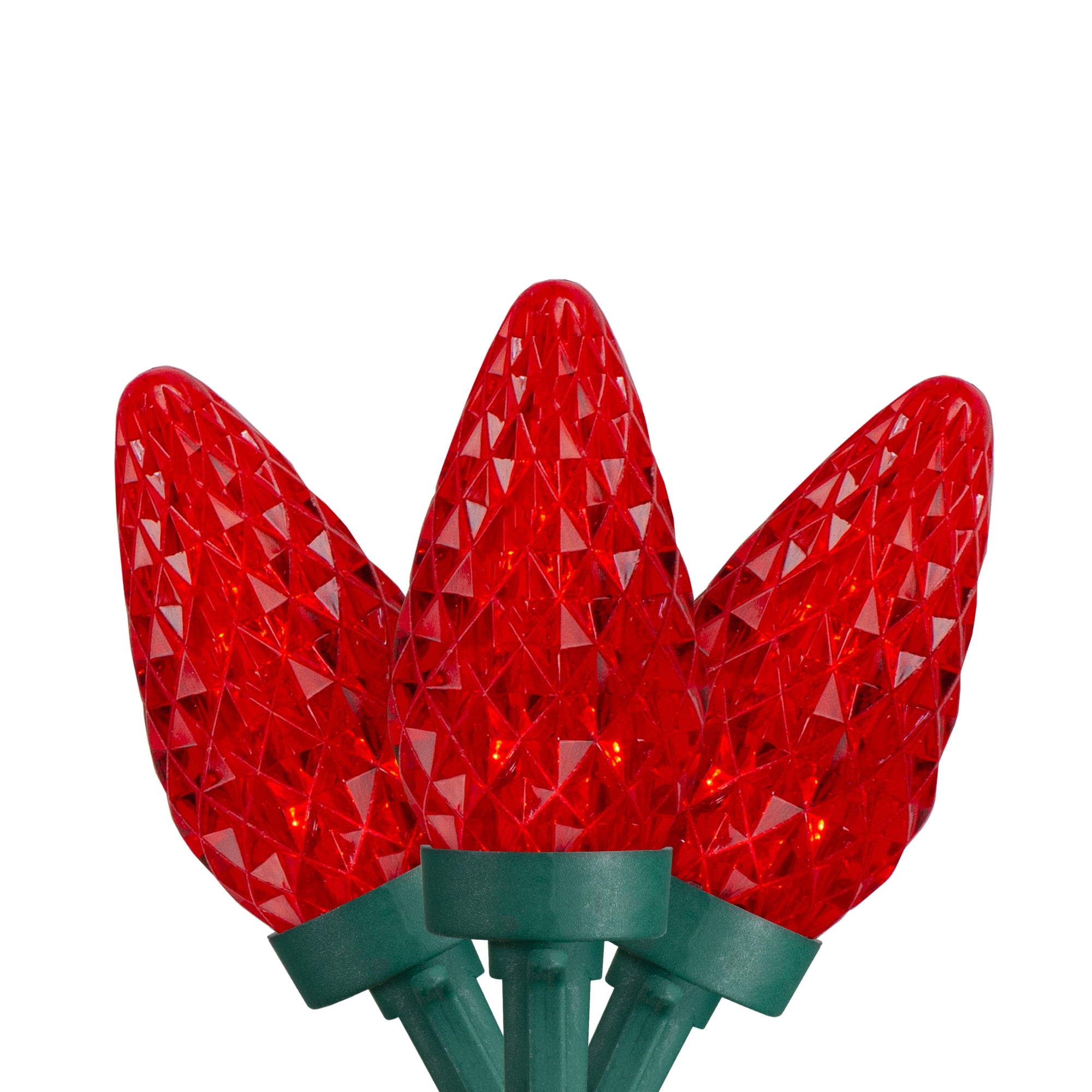 LED Faceted C9 Christmas Lights - Red - 20.25' Green Wire - 50ct
