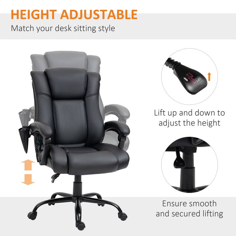 Vinsetto High Back Vibration Massage Office Chair with 6 Vibration Points, Black