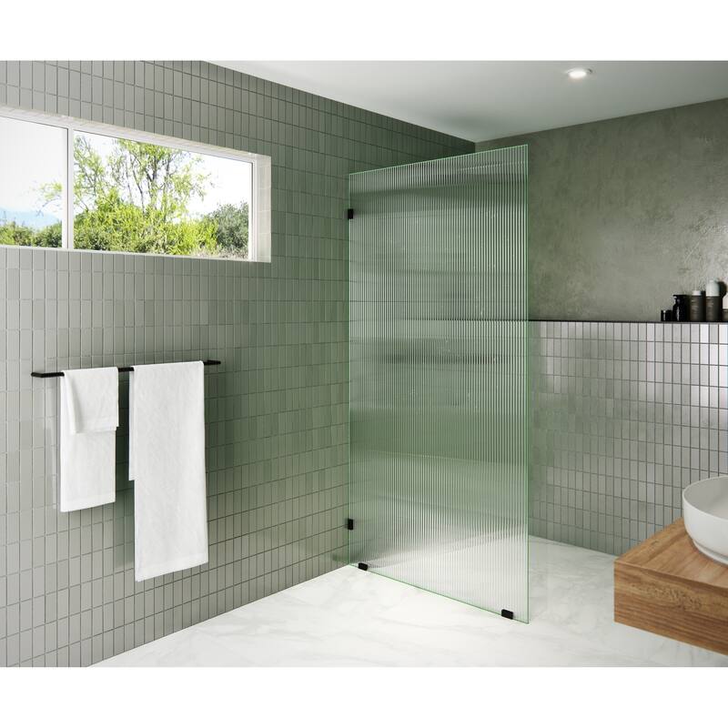 Glass Warehouse 38" x 78" Frameless Shower Door - Single Fixed Panel Fluted