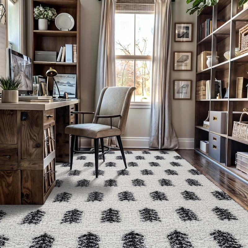 Scandinavian Arrow Shag Rug - Modern Look - Anthracite Dark Gray - Easy Maintenance