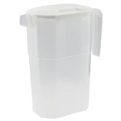 YBM Home Square Plastic Pitcher with 2 Strainers On Lid Clear 1.6 Liter, 35-1164 - 5.4x3.7x8.7