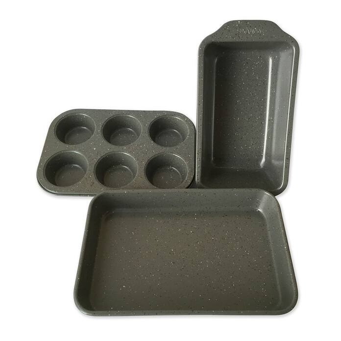 casaWare 3pc Toaster Oven Set (Baking Pan, Loaf Pan, 6 Cup Muffin Pan)