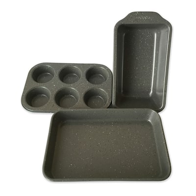 casaWare 3pc Toaster Oven Set (Baking Pan, Loaf Pan, 6 Cup Muffin Pan)