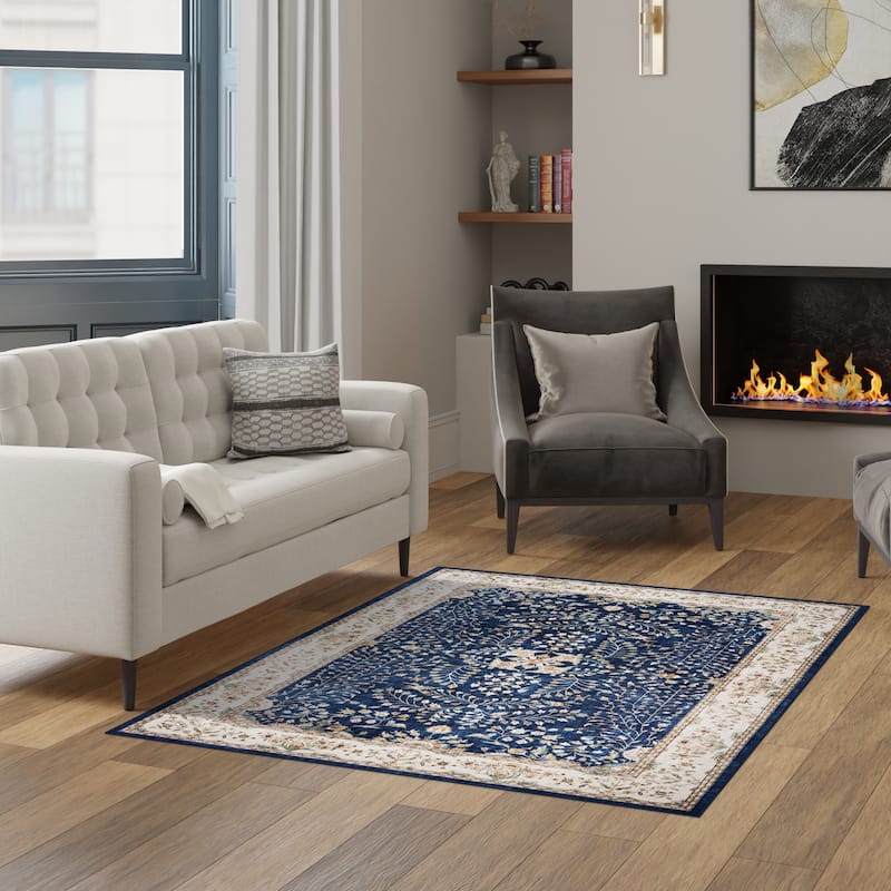 Licensed HGTV Everyday Chic Soft Flannel Zero Pile Printed Non-Slip Washable Indoor Area Rug