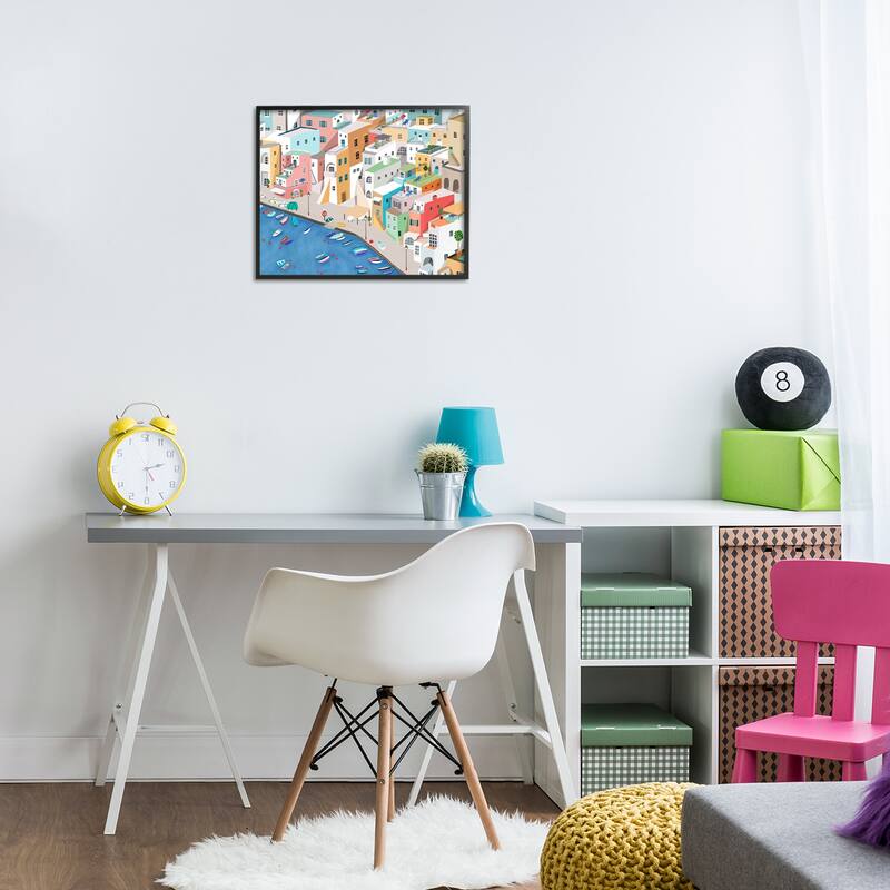 Stupell Coastal Town Harbor Framed Giclee Art Design By Carla Daly