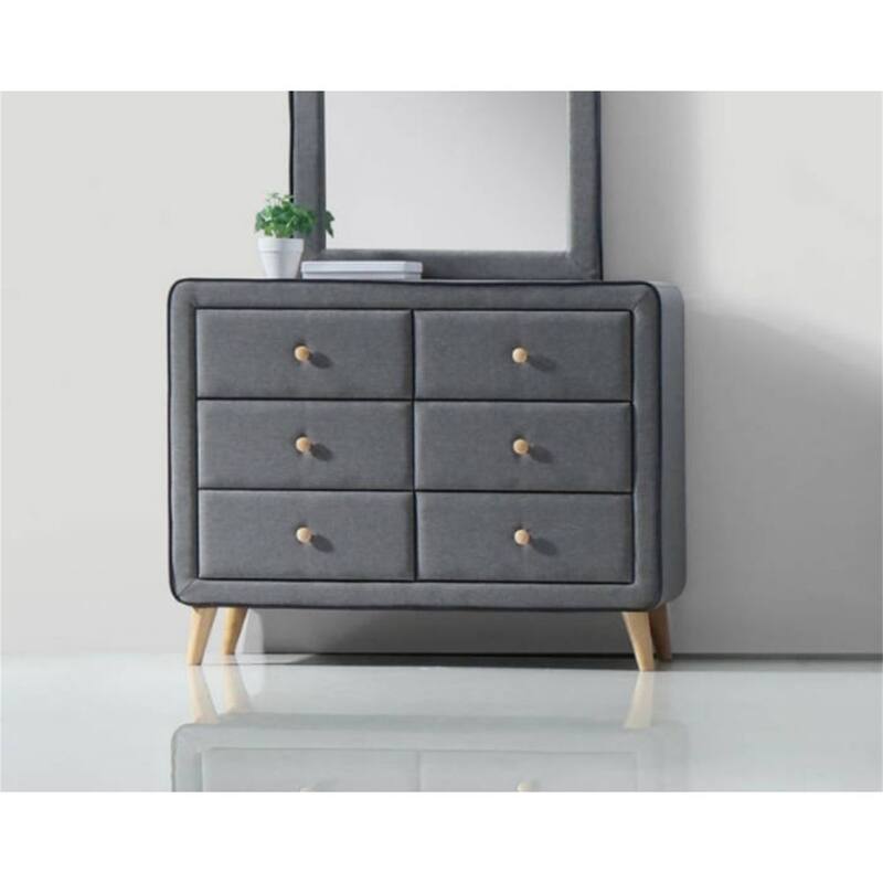 Valda Dresser in Light Gray Fabric - Grey