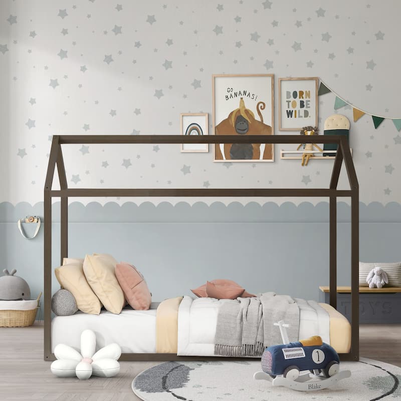 CraftPorch Dream House-shaped Twin size Wooden Canopy Bed