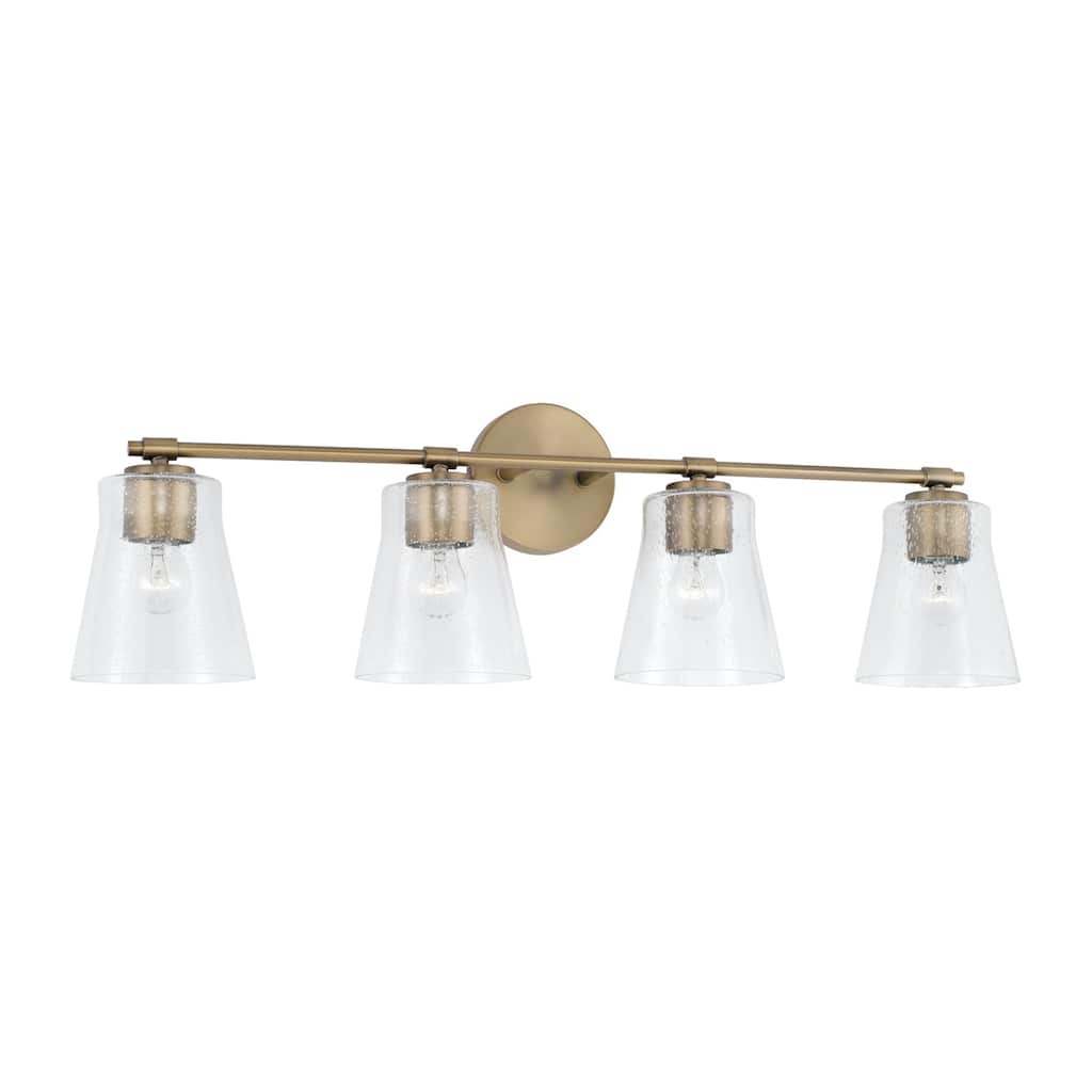 Baker 4-light Bath/ Vanity Fixture w/ Clear Seeded Glass