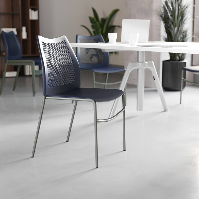 5 Pack Stackable Chair with Vented Back and Waterfall Seat - 17.75"W x 21.5"D x 32"H