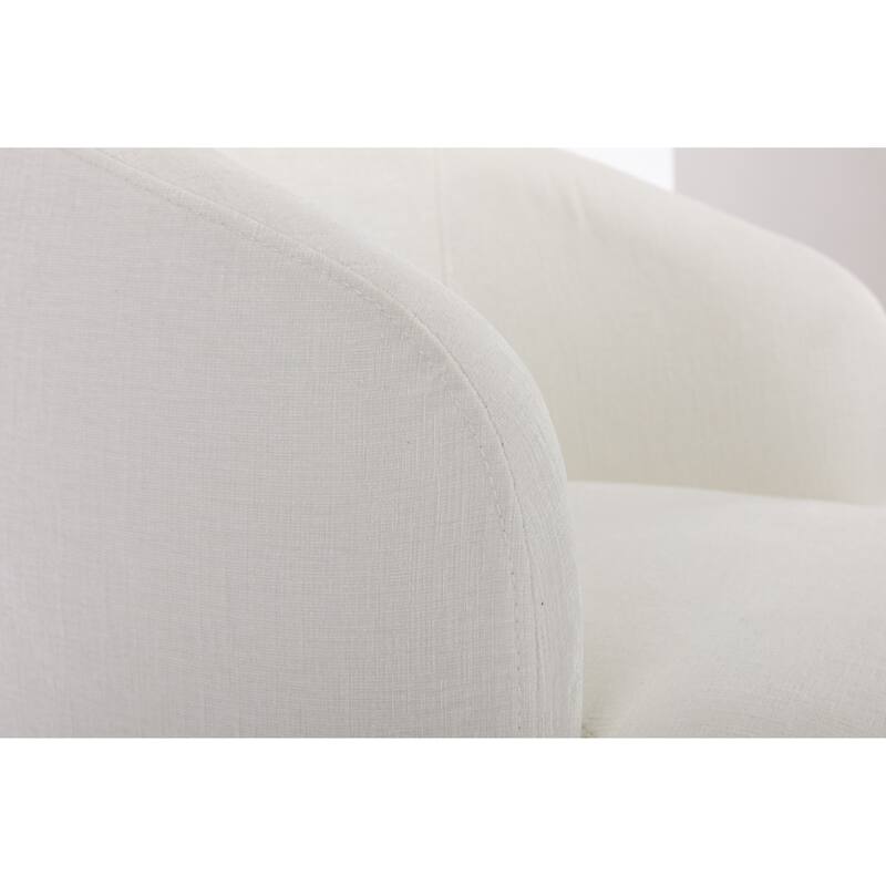 Ivory Chenille 25.6" Swivel Barrel Chair with Black Coating