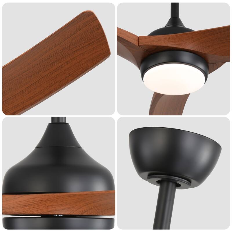 52 Inch Black Ceiling Fan with Light