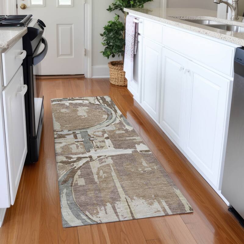 Premium Washable Super Soft Contemporary Casual Mayfield Rug - Mocha - 2'3" x 7'6"