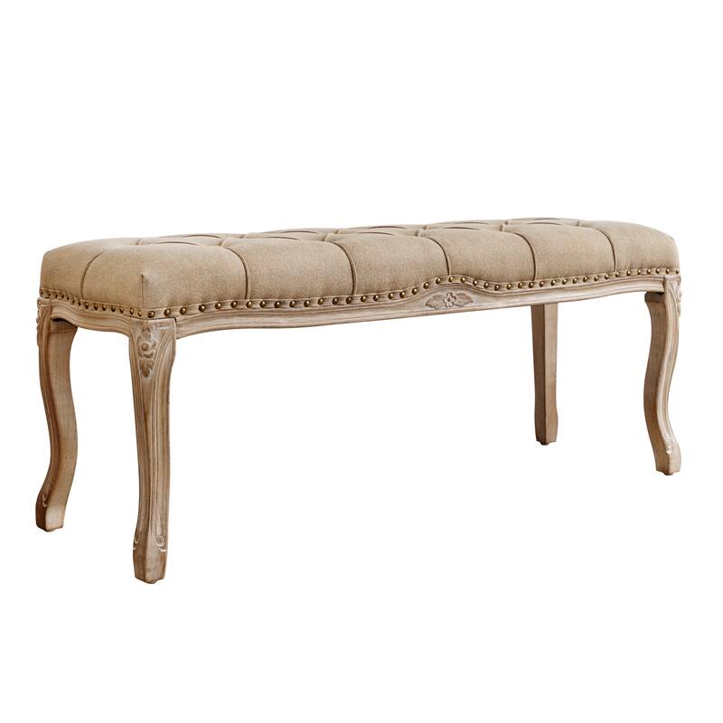 Retro Patterned Legs 45.2In.W Padded Bench - 45.2" W X 14.6" D X 18.3" H