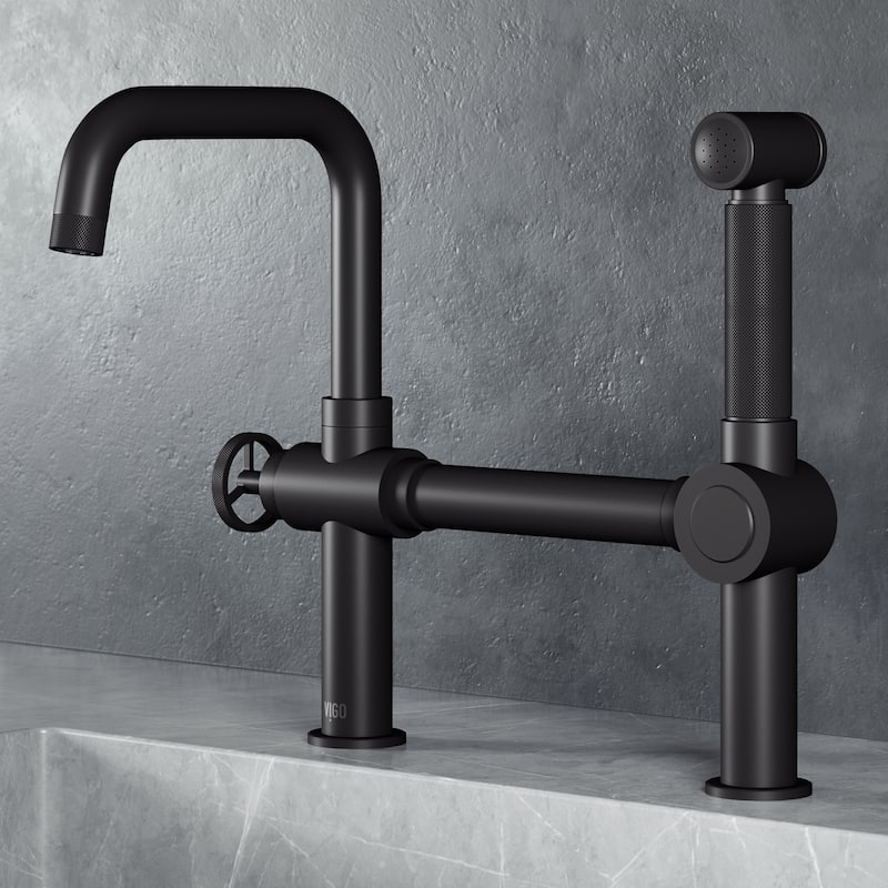 VIGO Cass 13" H Widespread Pull-Out Sprayer Kitchen Faucet