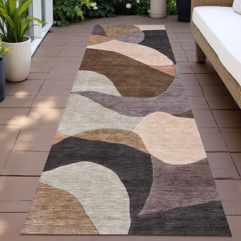 Machine Washable Indoor/Outdoor Modern Century Chantille Rug