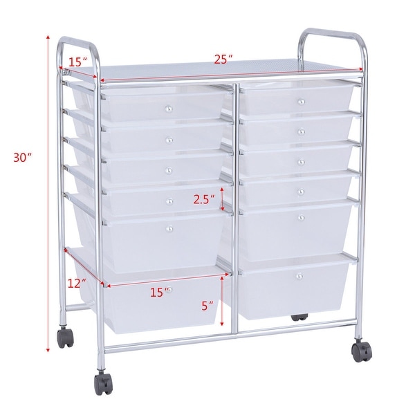 Costway 12 Drawer Rolling Storage Cart Scrapbook Paper Office