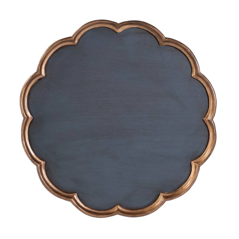Dansby 20 in. W Round Wood Scalloped Edge Pedestal Side Table