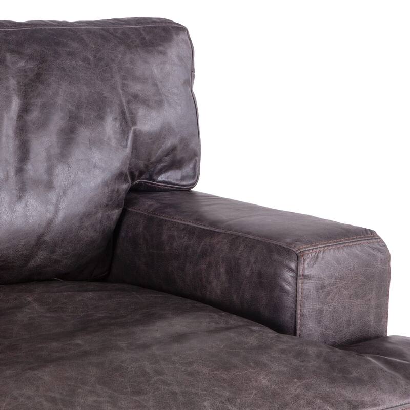 Chiavari Distressed Antique Ebony Leather Armchair