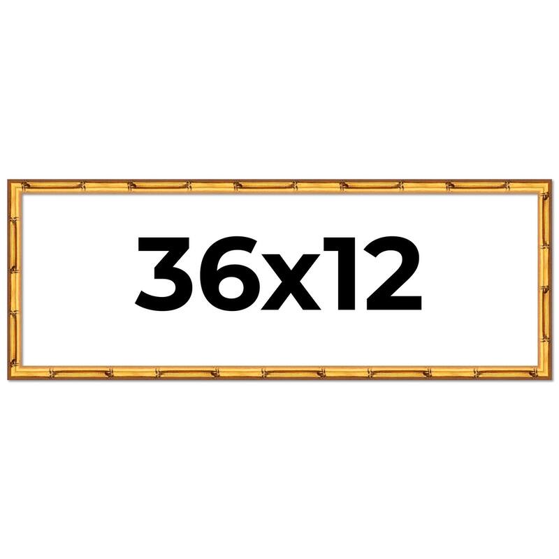 36x12 Frame Gold Bamboo Picture Frame Modern Photo Frame Includes UV Acrylic Shatter Guard Front Acid Free Foam Backing Board