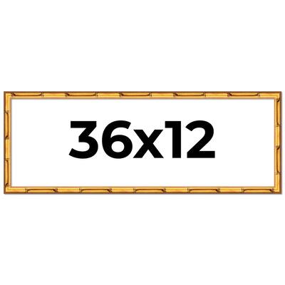 36x12 Frame Gold Bamboo Picture Frame Modern Photo Frame Includes UV Acrylic Shatter Guard Front Acid Free Foam Backing Board