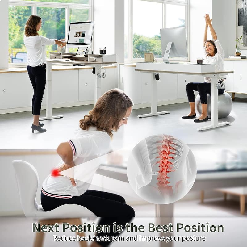 FEZIBO/Home Office Furniture/Wood/Standing Desk With Glass Top/Desks
