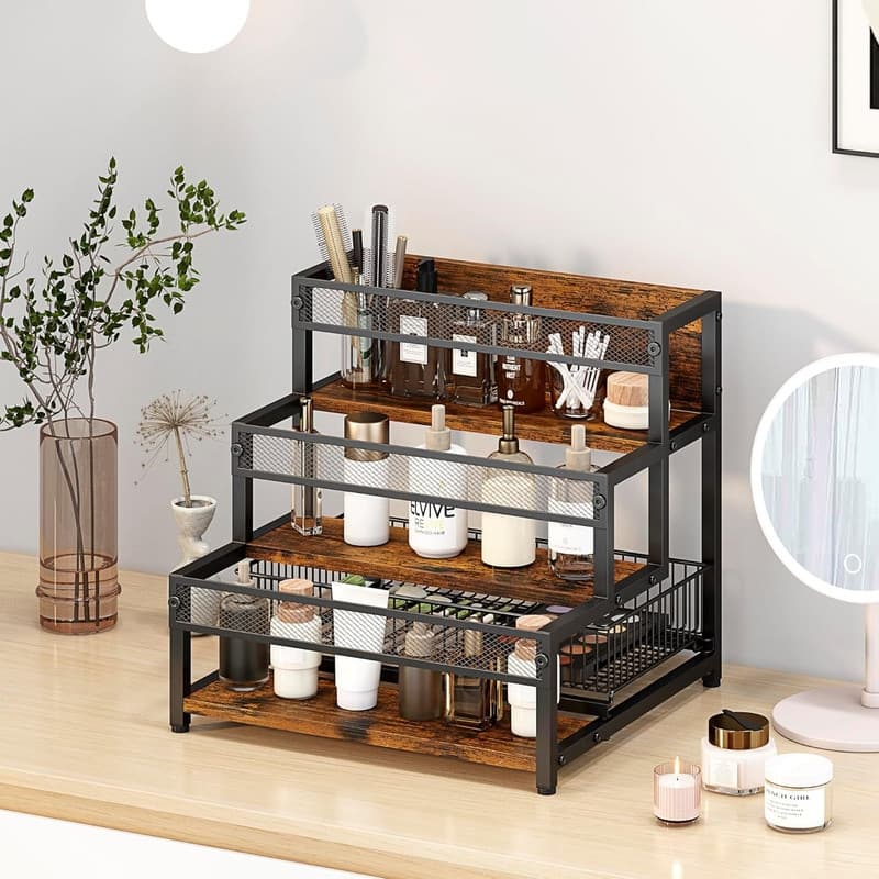 3 Tier Wine Rack Countertop Liquor Cabinet Bottle Display Shelf