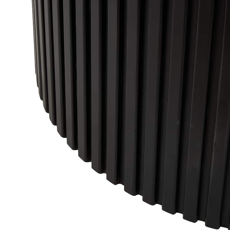 Wood Handmade Ribbed Coffee Table with Slatted Base - Brown or Black - Roche River Decor