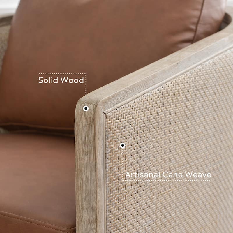 KINWELL 31"W Oak Frame Upholstered Swivel Barrel Armchair