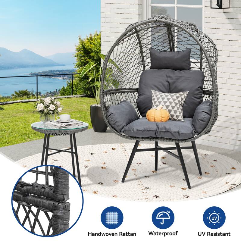 Fields Wicker Egg Chair With Stand, Cushion