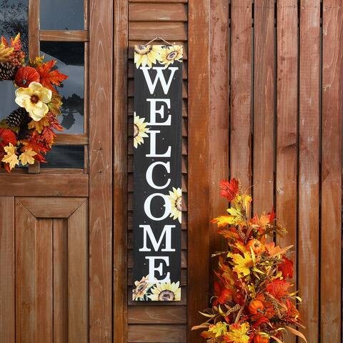 Glitzhome 42"H Fall Lighted Wooden Porch Sign