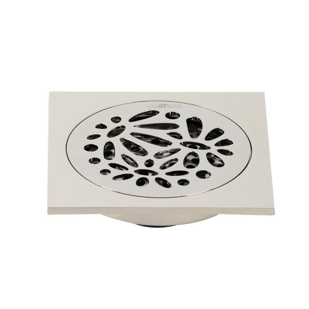 Kingston Brass Watercourse 4" Wide Floral Square Shower Drain