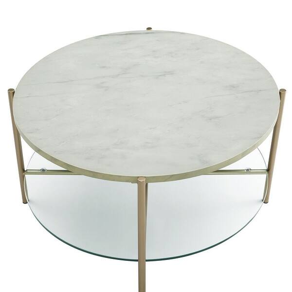 Shop Offex 32 Round Coffee Table With White Marble Top Glass