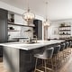 preview thumbnail 7 of 24, LALUZ Modern 3-Light Black Gold Chandelier Frosted Glass Kitchen Island Light