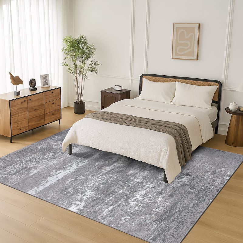 World Rug Gallery Distressed Abstract Watercolor Area Rug