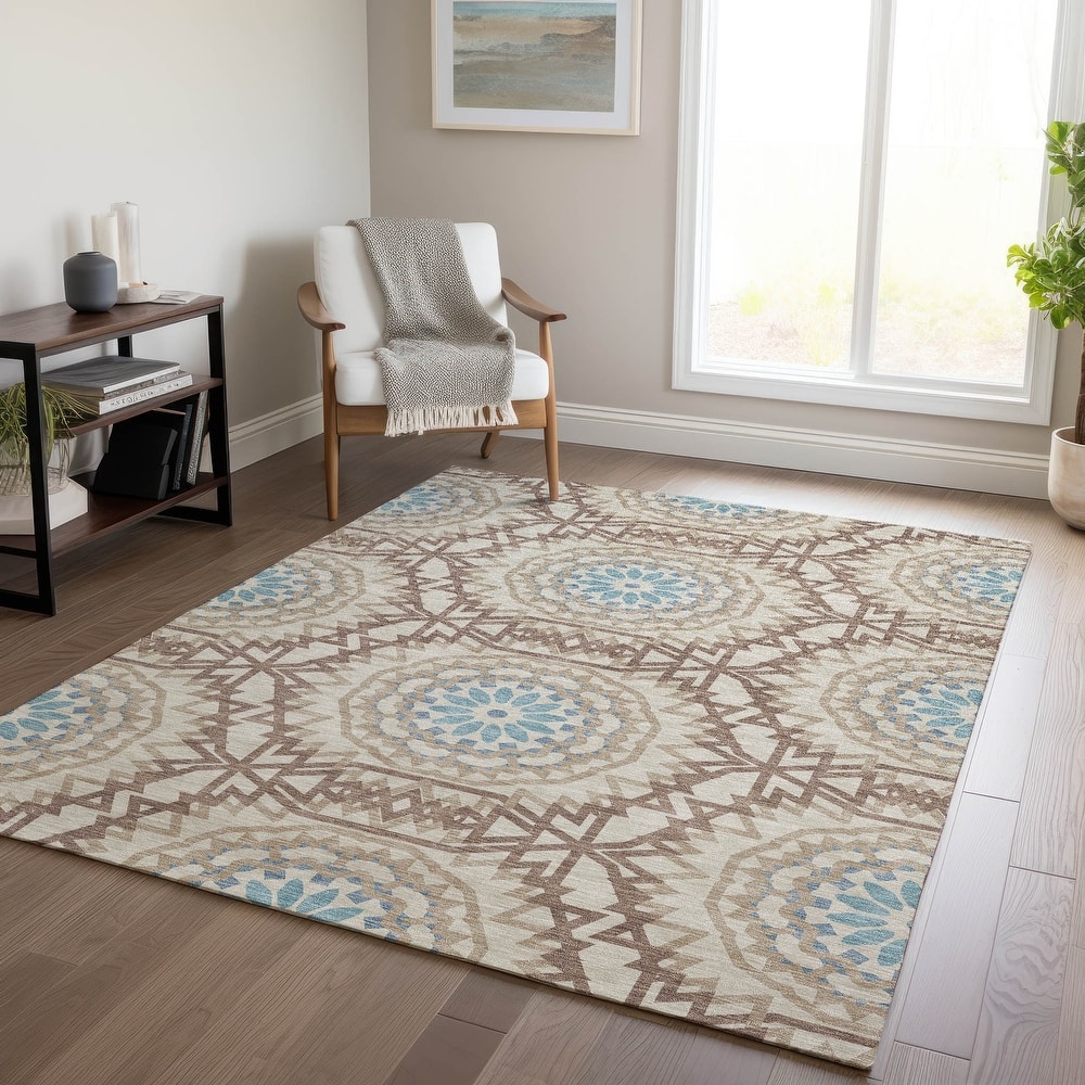 Machine Washable Indoor/ Outdoor Chantille Boho Moroccan Rug