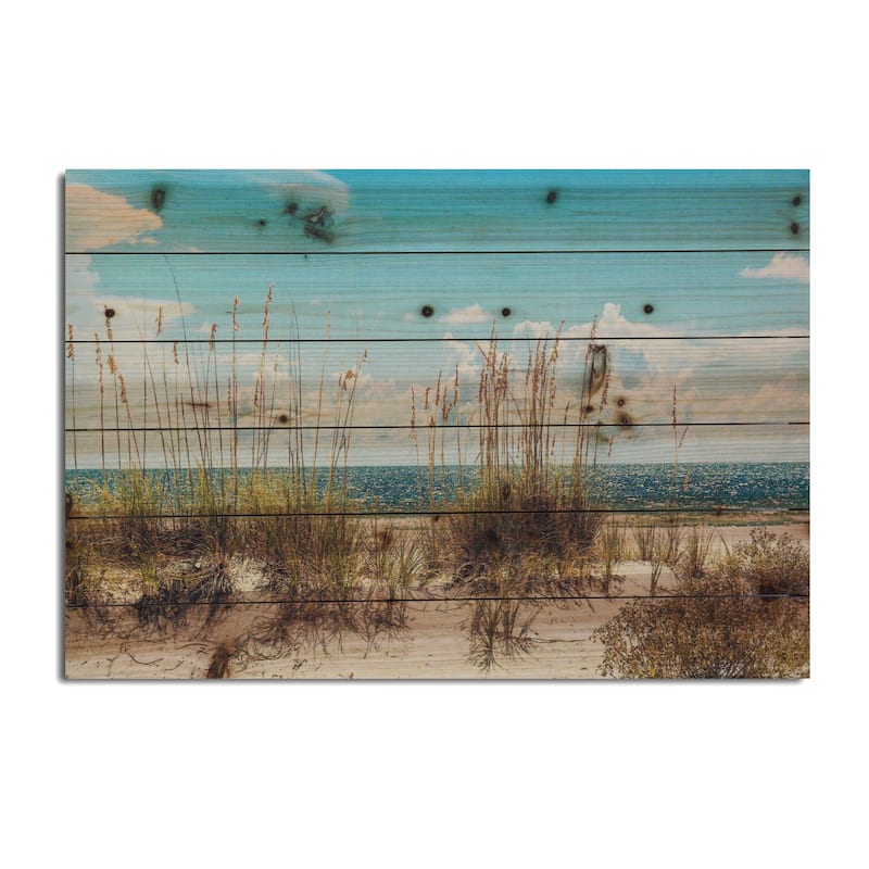 "Beach Sand Dunes" Photograph Print on Planked Wood Wall Art