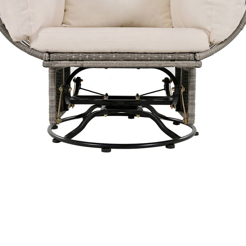 Outdoor Patio Rattan Swivel Egg Chair with Rocking Function