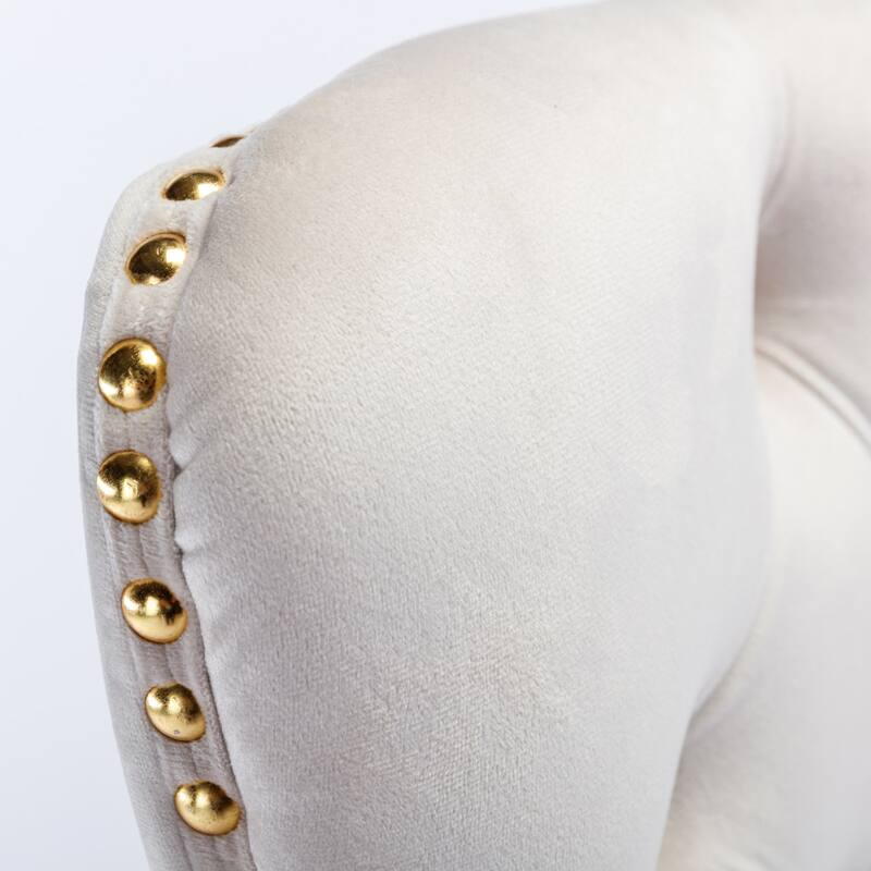 GDF Studio - Velvet Tufted Upholstered Home Office Chair with Golden Metal Base with Swivel Adjustment and Elegant Button Back