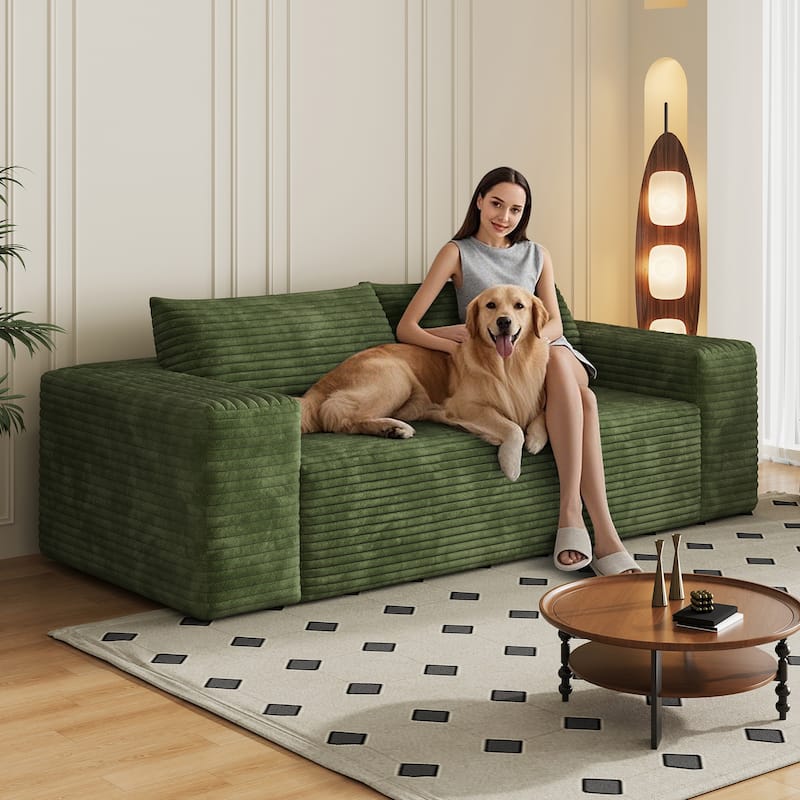 78.8" Corduroy Loveseat Sofa - Deep Seat, No Assembly Required, for Living Room, Bedroom, Apartment