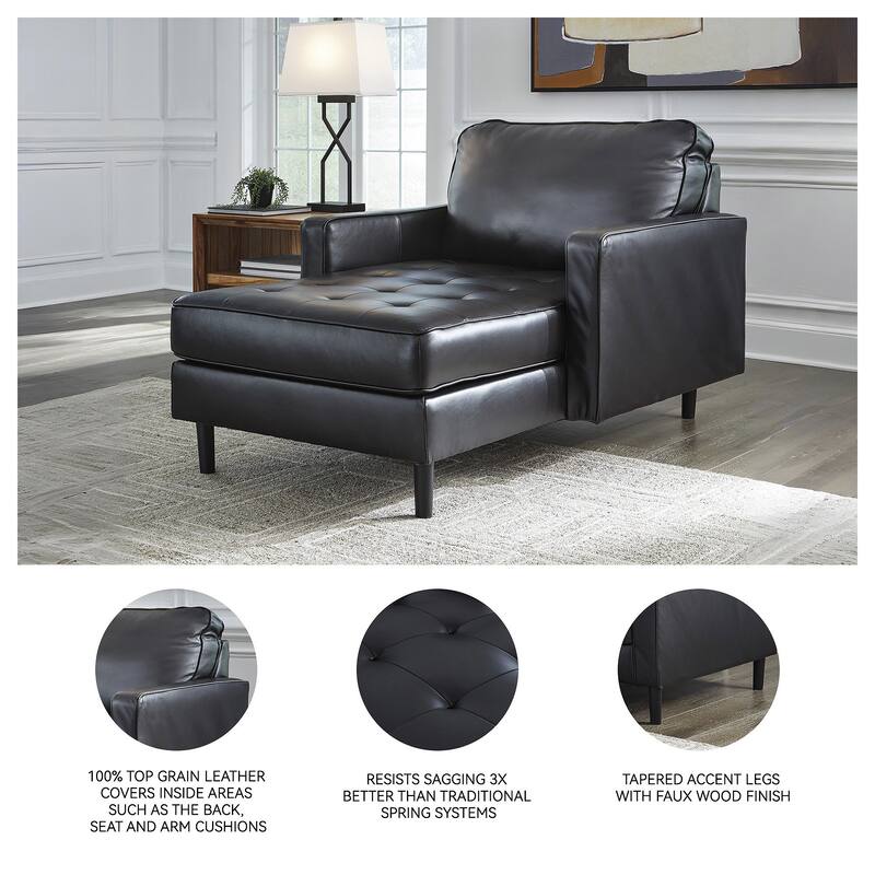 Signature Design by Ashley Bryceview Black Chaise - 42" W x 64" D x 39" H