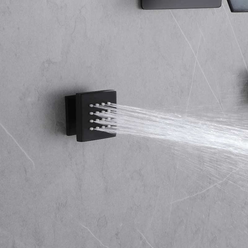 Wall Mount Shower Faucet with Body Jets Brass 3-Setting Spray Complete Shower System with Pressure Balance Valve