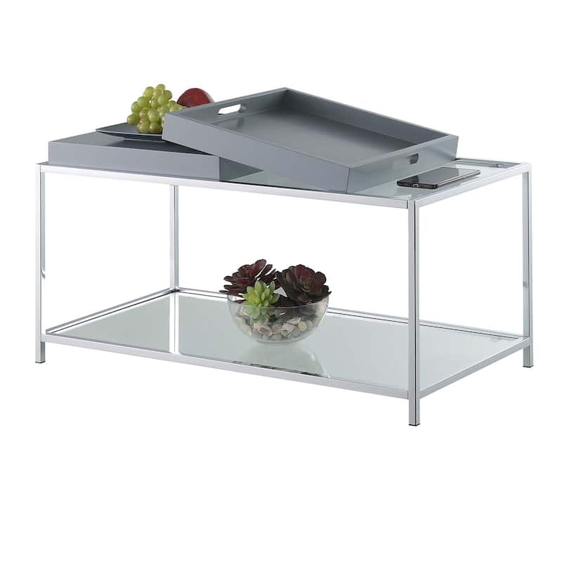 Convenience Concepts Palm Beach Coffee Table with Shelf and Removable Trays