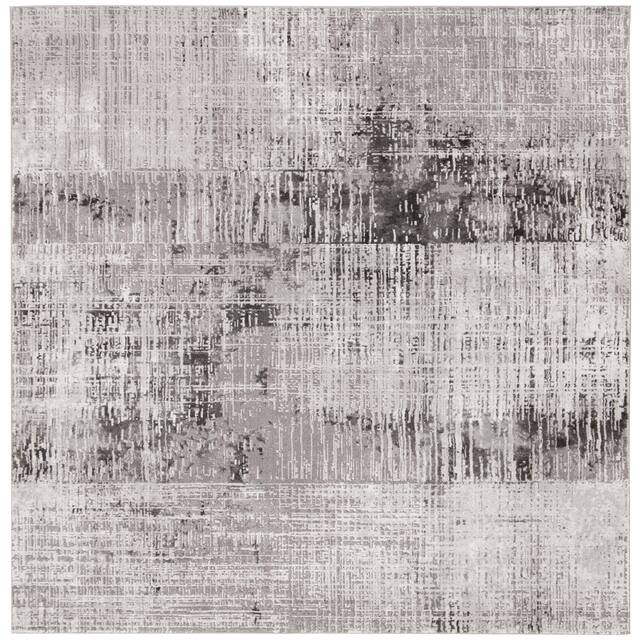 SAFAVIEH Craft Hertha Modern Abstract Rug - 6'7" x 6'7" Square - Grey/Dark Grey