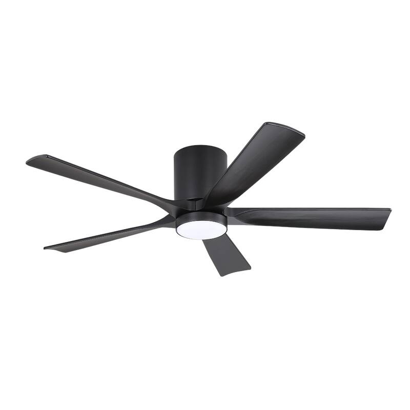 WINGBO 52" Solid Wood DC Motor Integrated LED Hugger Ceiling Fan with Remote