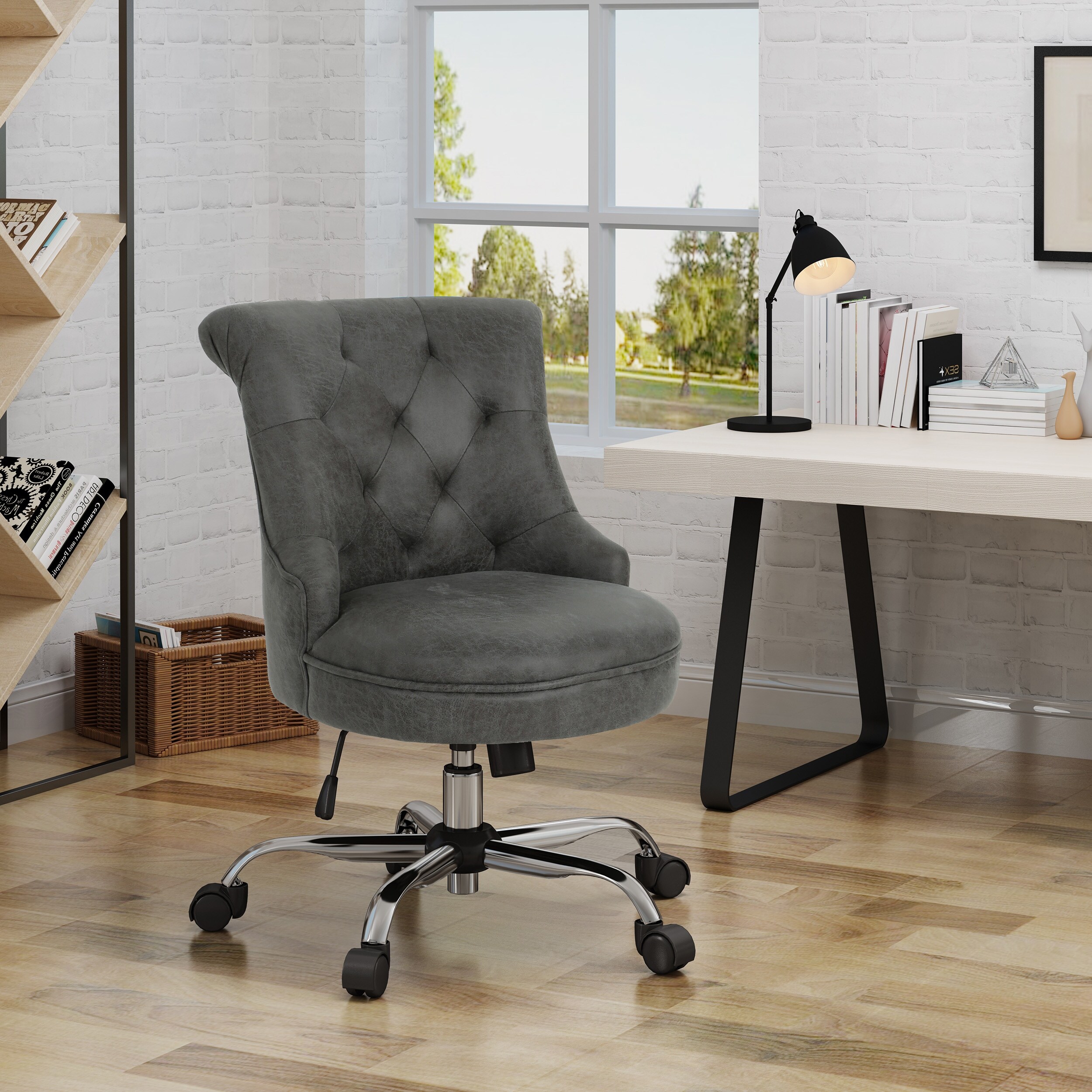 Johnson mid century modern fabric home office sales chair with chrome base by christopher knight home