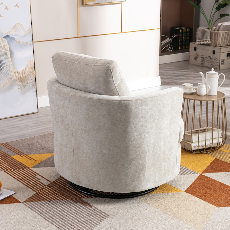 Modern Upholstered Swivel Barrel Chair for Living Room