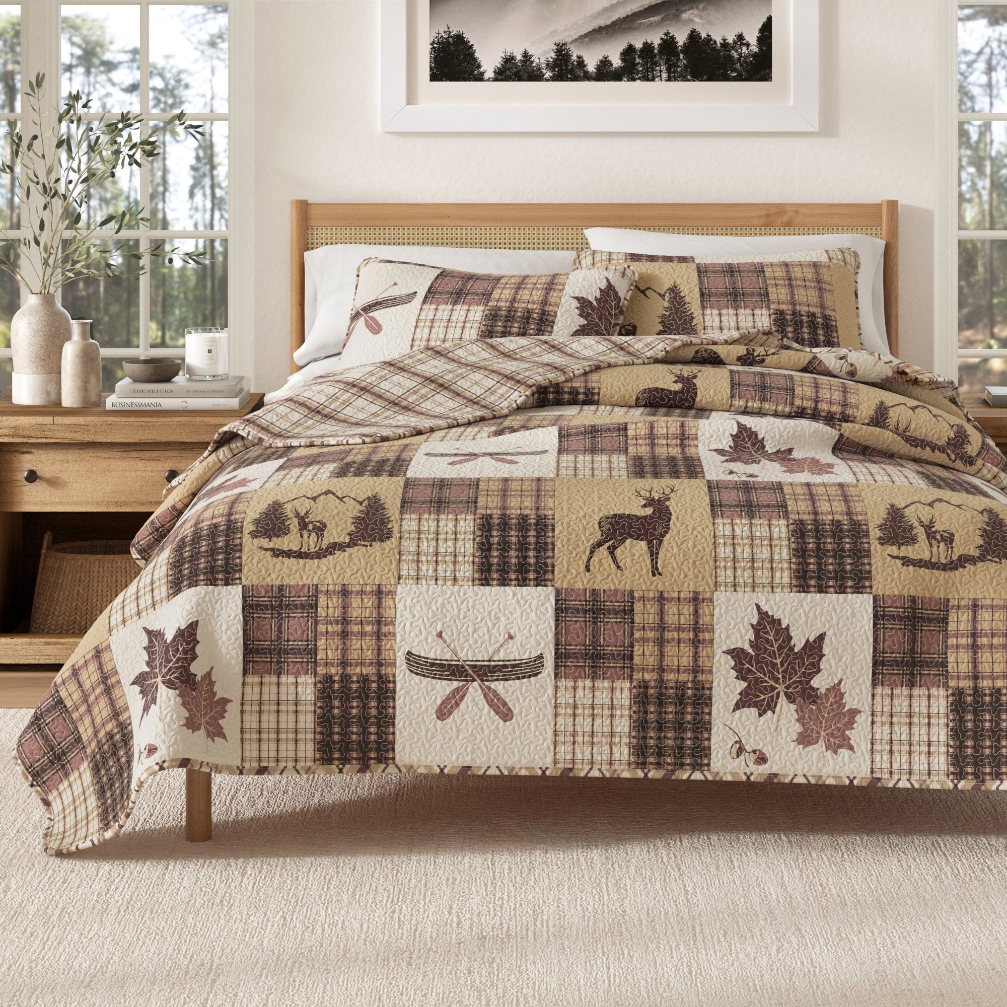 Linery & Co. Rustic Lodge Patchwork Quilt Set With Shams.