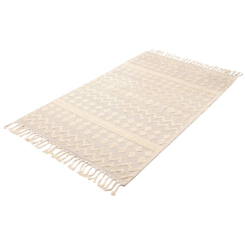 ECARPETGALLERY Braid weave Sienna Cream Wool Rug - 5'0 x 8'6
