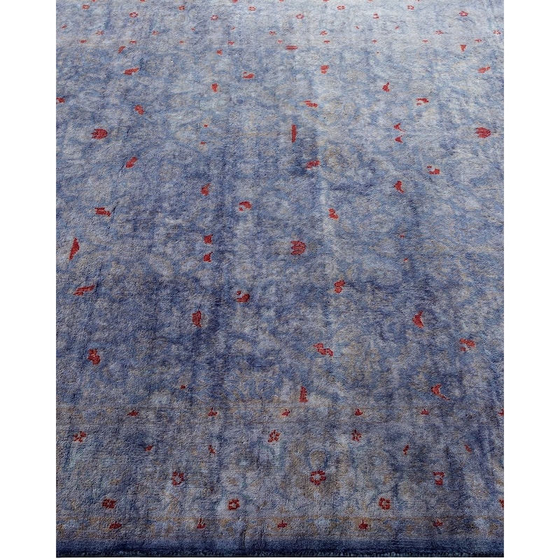 Overton Hand Knotted Wool Vintage Inspired Modern Contemporary Overdyed Purple Area Rug - 4' 2" x 6' 5"